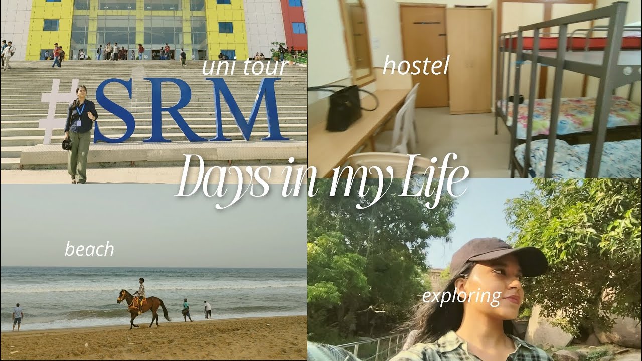 🧿Finally in Chennai! SRM Ktr campus+last minute hostel prep+beach