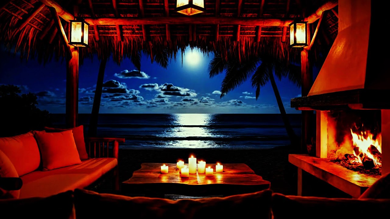 Relax Instantly with This Cozy Beach Night 🌊 Fire & Waves