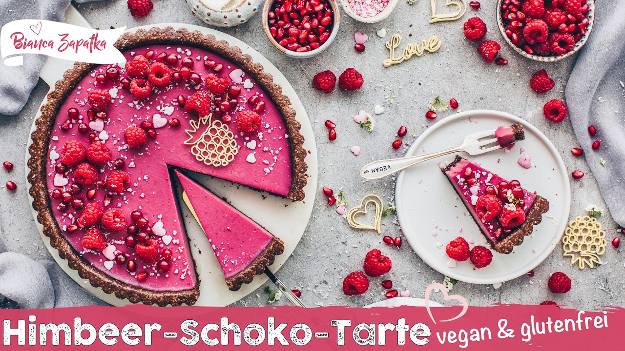 Himbeer-Schoko-Tarte zum Valentinstag - glutenfrei, vegan, gesund, lecker, einfach ♡