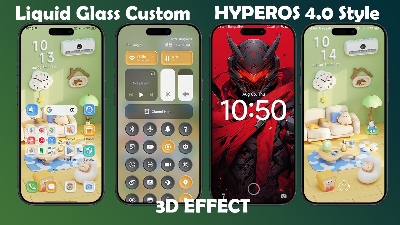 Установка кастомной темы Liquid Glass на Xiaomi HyperOS