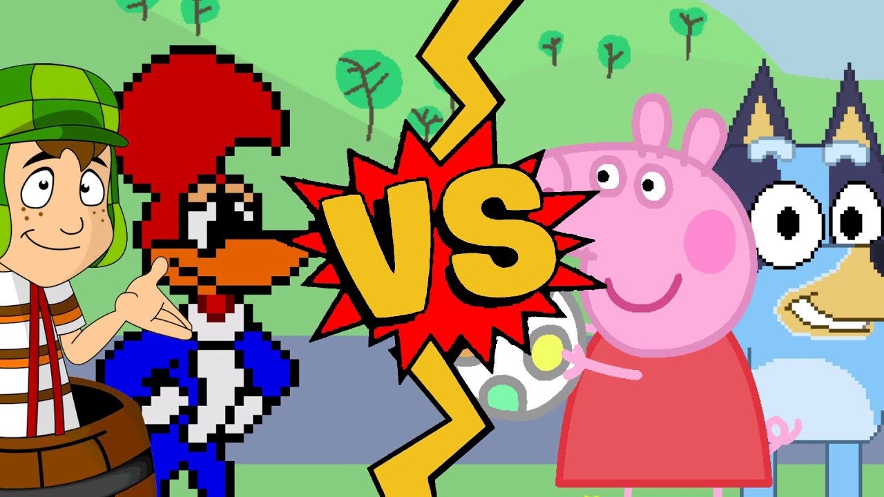 M.U.G.E.N Battles | El Chavo/Woody Woodpecker vs Bluey/Peppa Pig