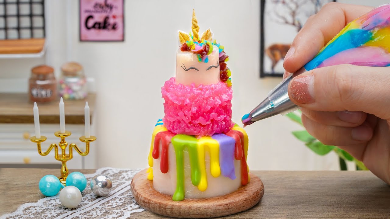 Wonderful Miniature UNICORN Cake Decorating | ASMR Tiny Cake