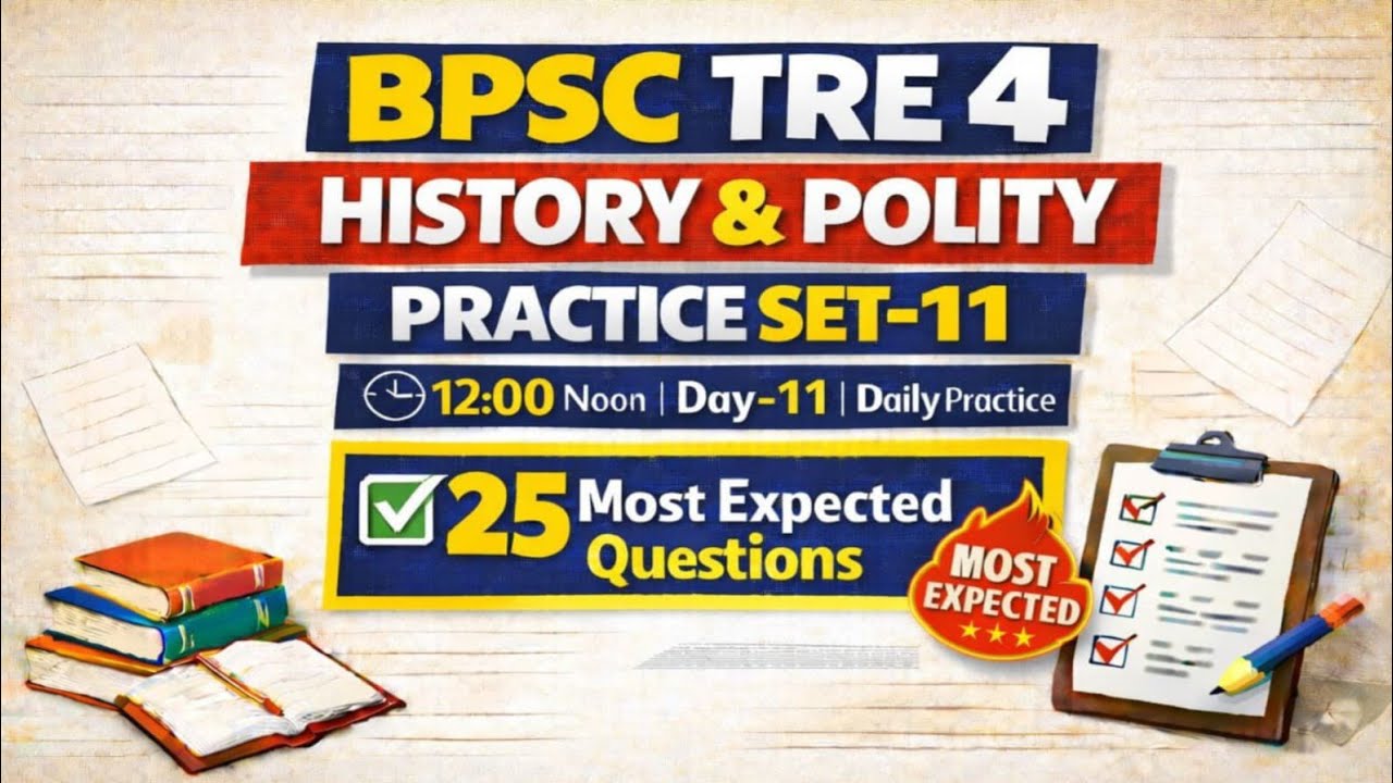 BPSC TRE 4.0 Teacher History & Polity Practice Set-11 | Most Important MCQs | Full Mock Test 2026