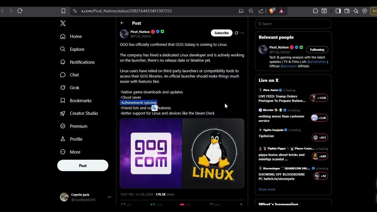 GOG native support for linux coming soon