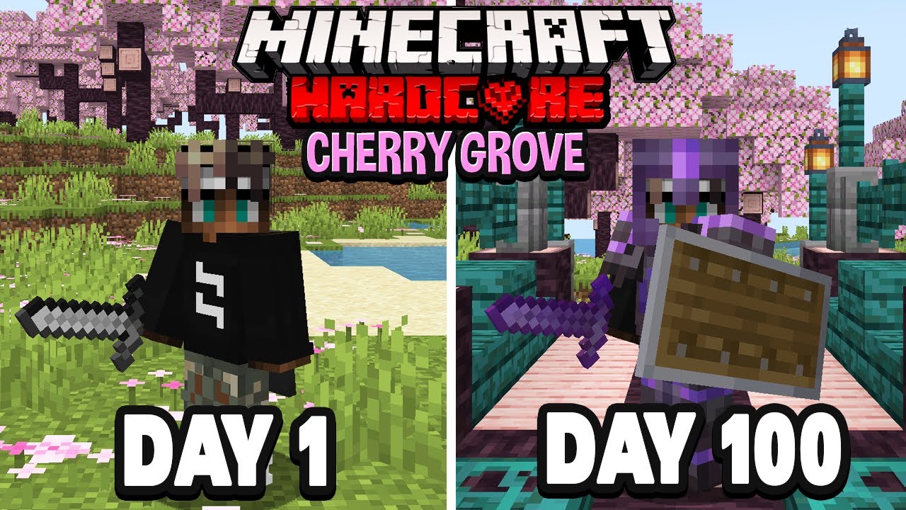 I Survived 100 Days in a CHERRY GROVE WORLD In 1.20 HARDCORE Minecraft!