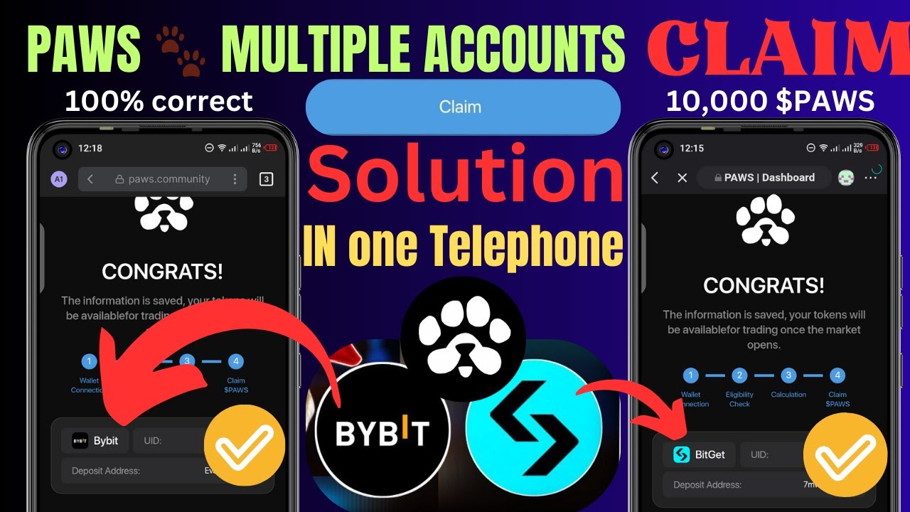 PAWS multiple accounts claim in one ( 1 ) telephone || paws multiple users tricks || paws to Bitget