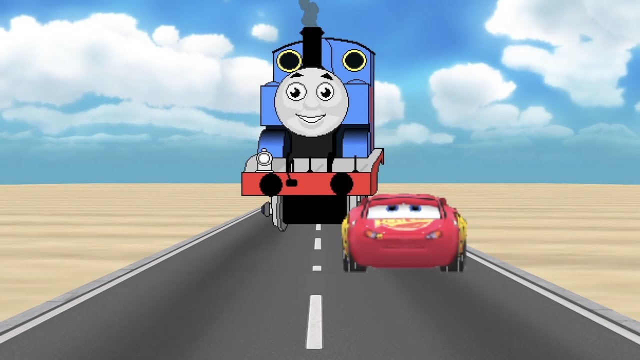 LIGHTNING McQUEEN vs THOMAS THE TANK ENGINE! Animated Battle Race (Disney Pixar vs Thomas & Friends)