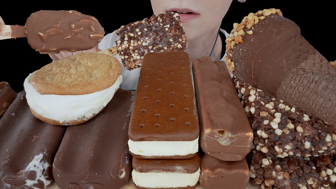 ASMR Chocolate Ice Cream *Magnum, Chocolate Chip Cookie Sandwich, Drumstick Cone, Soft Reese's, Twix