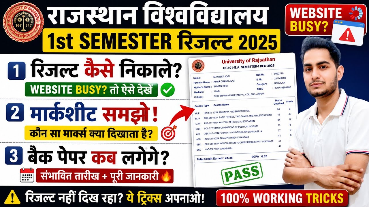 Rajasthan University BA 1st Semester Result Kaise Dekhe ? 🔥 BA 1st Semester NON College Result 2026