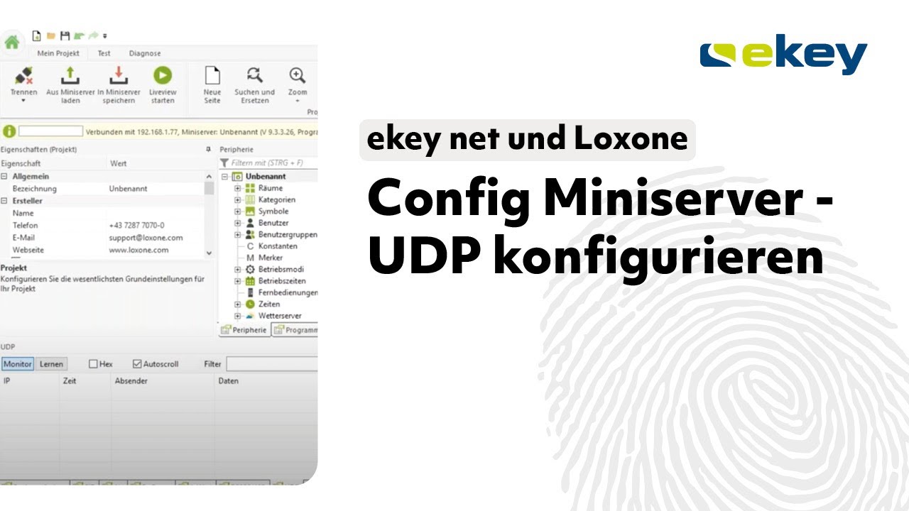 ekey net und Loxone Config Miniserver - UDP konfigurieren