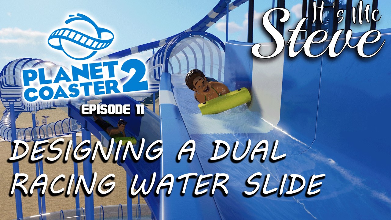 I built a racing dual waterslide for my guests to enjoy! - Red Carpet Park [Planet Coaster 2]