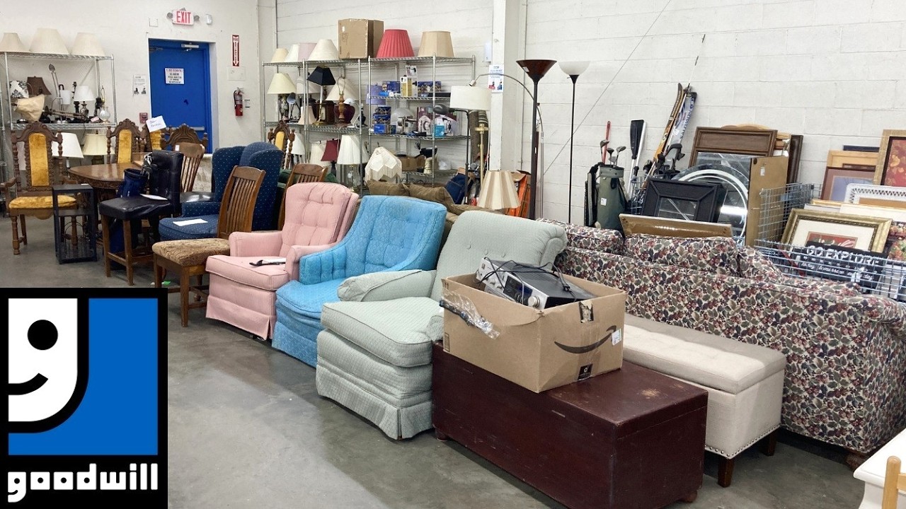 GOODWILL SHOP WITH ME SOFAS ARMCHAIRS TABLES DECOR FURNITURE KITCHENWARE SHOPPING STORE WALK THROUGH
