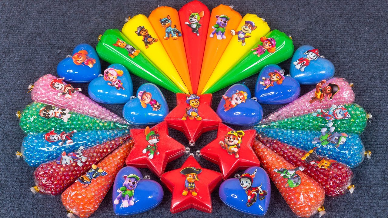 Rainbow Slime 🌈 Paw Patrol Clay Slime Coloring: Ryder, Chase, Marshall Satisfying ASMR Video