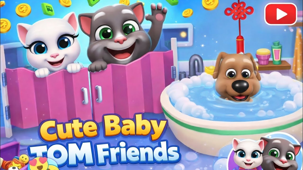 Cute Baby TOM Friends 🧡 children cartoon game kids friendly cartoon video #tomfriends #cat #gameplay