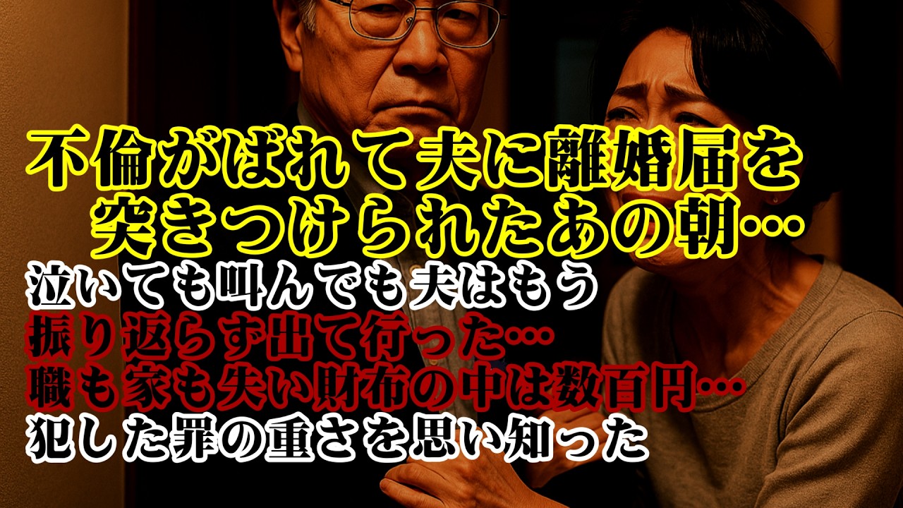 【離婚】不倫がばれて夫に離婚届を突きつけられたあの朝…泣いても叫んでも夫はもう振り返らず出て行った…職も家も失い、財布の中は数百円誰とも連絡はつかず初めて“自分のしたこと”の重さを思い知った【シタ妻】