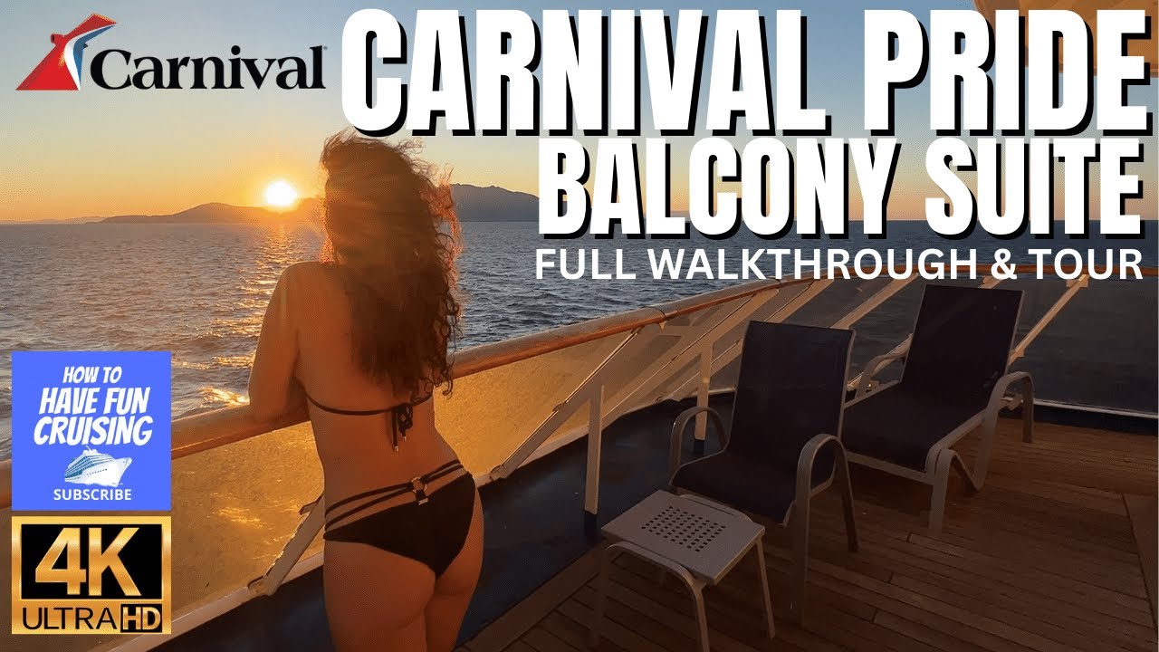 Carnival Pride Balcony Suite Room Tour & Walkthrough in 4K
