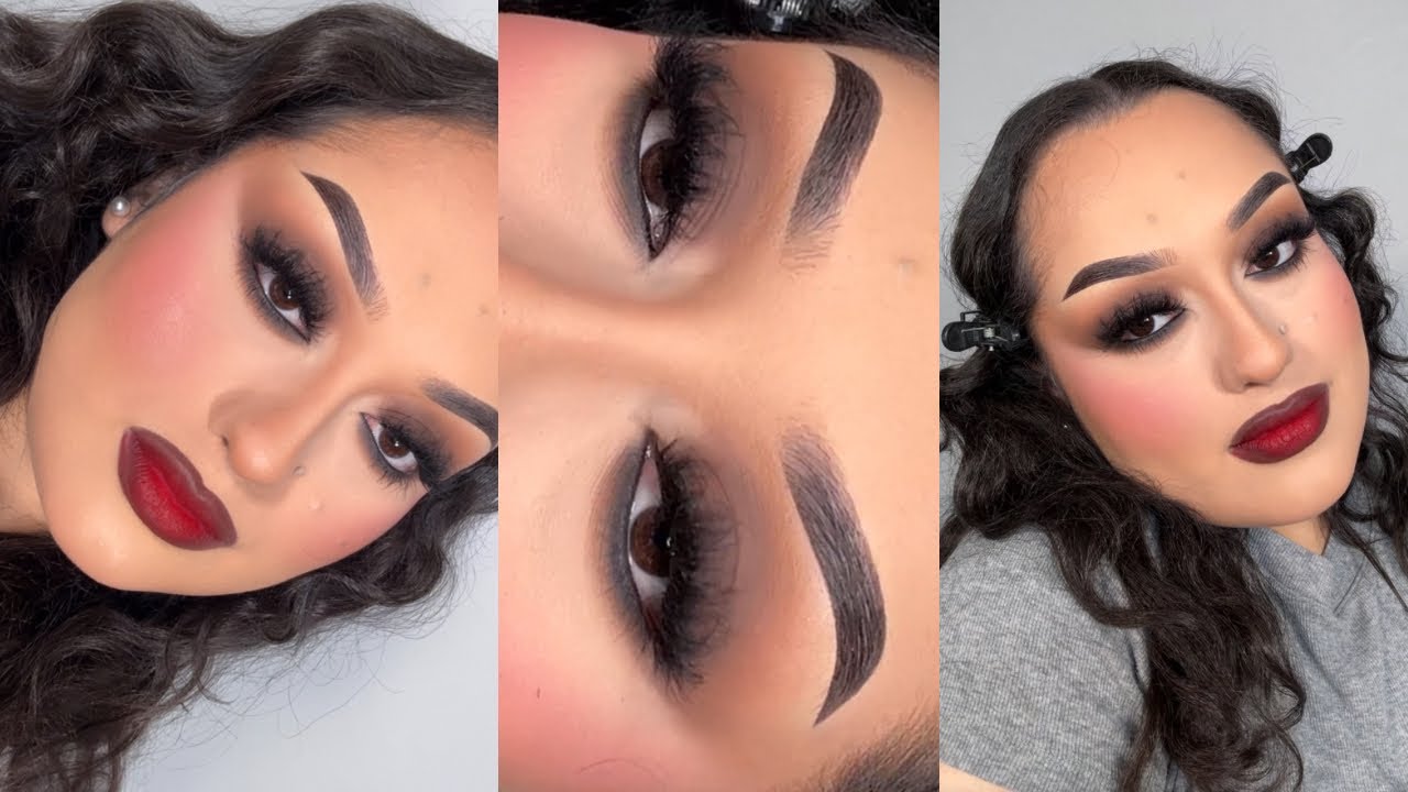 Brown Smokey Eye with Red Lip | Glam Tutorial🌹