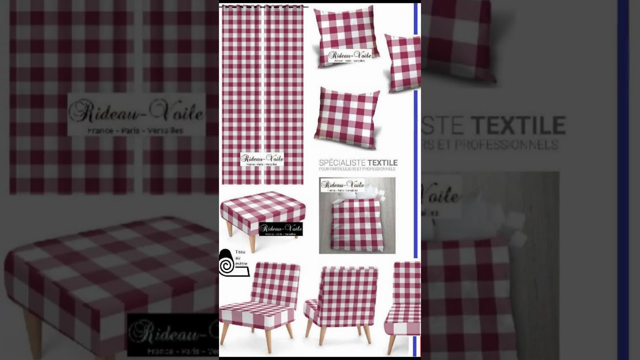 TISSU MOTIF CARREAUX VICHY ROUGE BLANC AMEUBLEMENT M&Egrave;TRE - Gingham upholstery fabric