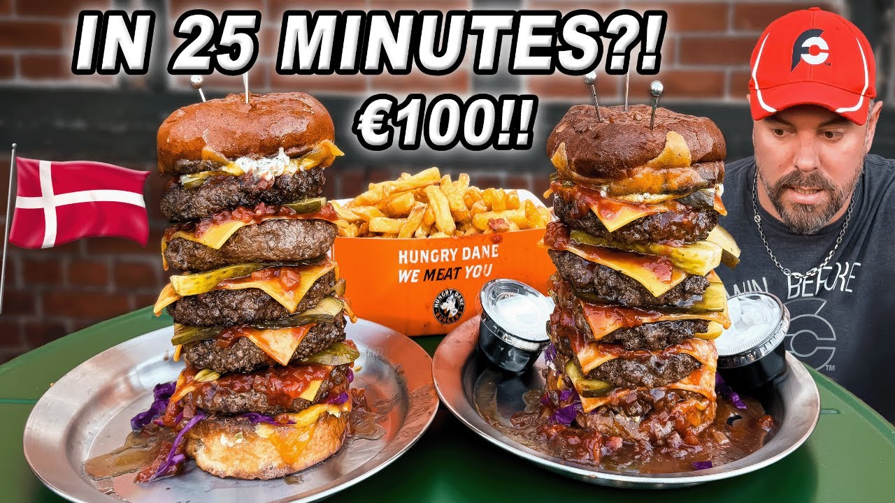 Win &euro;100 by Eating Hungry Dane&rsquo;s Double 5-Stack Burger Challenge in Copenhagen Within 25 Minutes!!