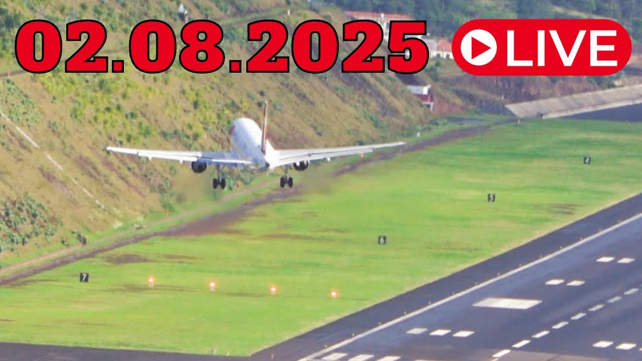LIVE BIG WINDY Action at Madeira Island Airport 02.08.2025