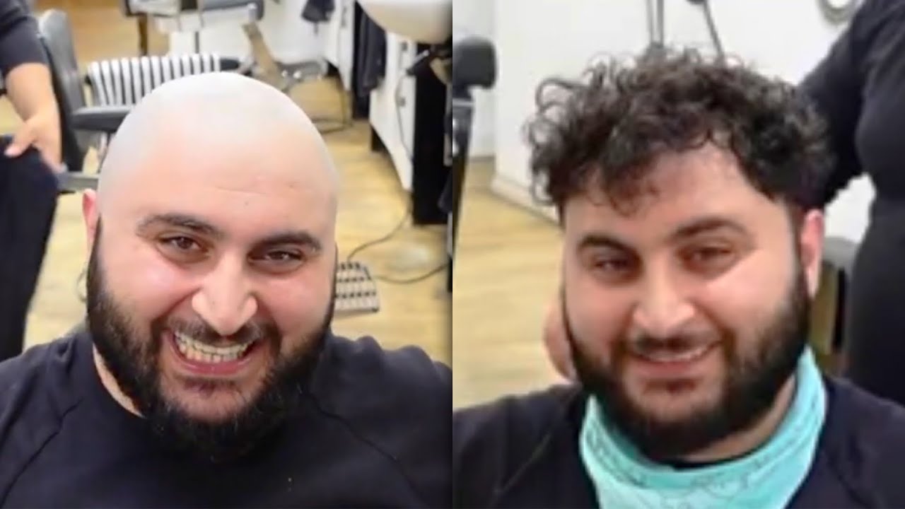 Can gets razor blade head shave for the fist time from barber Turko