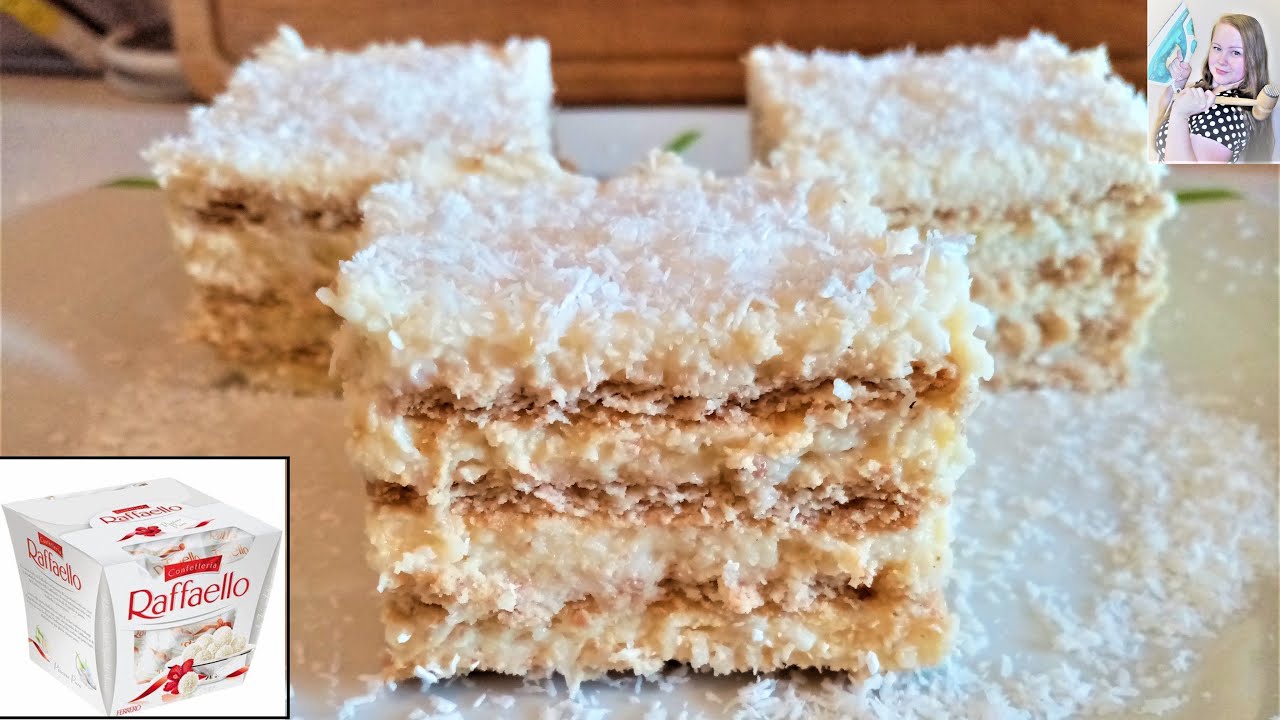 Десерт из рафаэлло без выпечки, восхитительный сливочно-кокосовый вкус