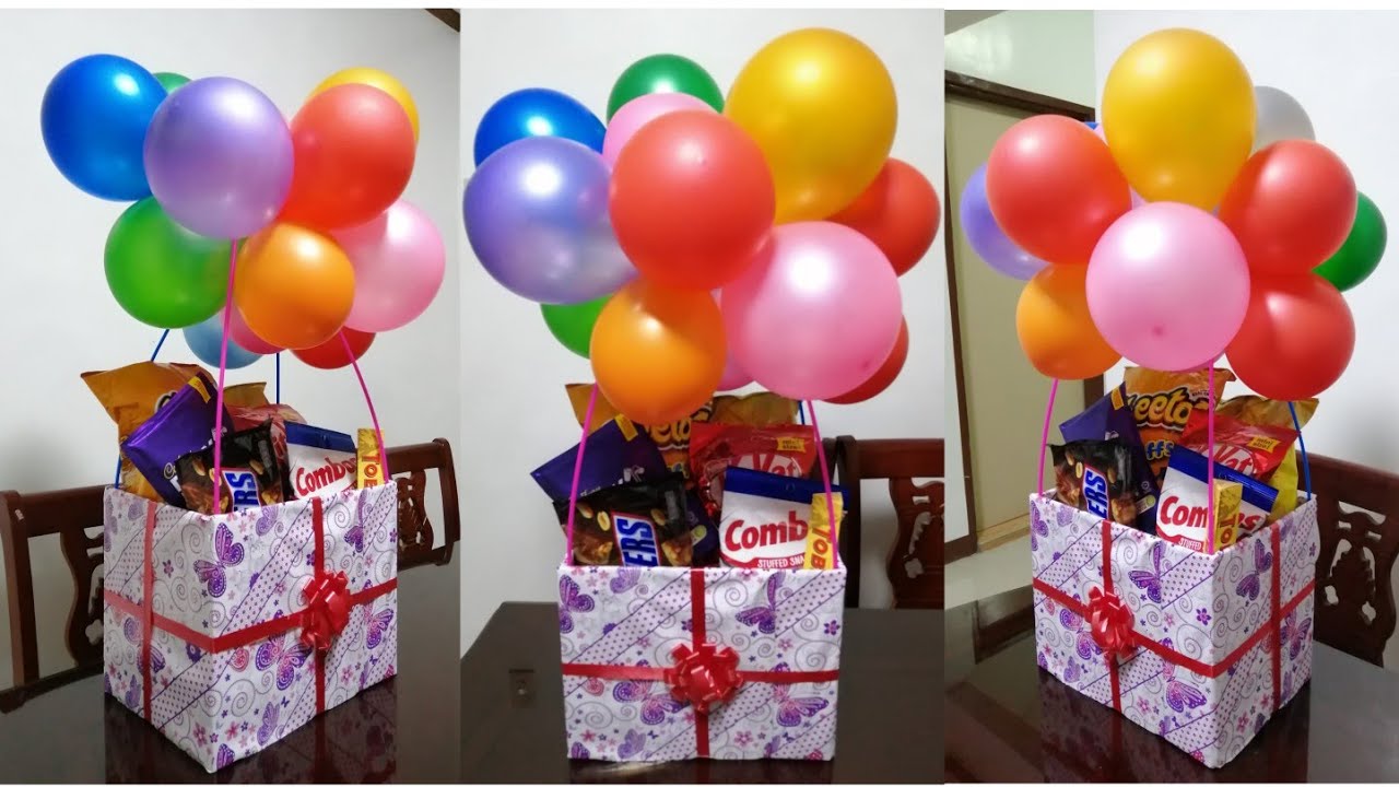 DIY GIFT BASKET WITH BALLOONS