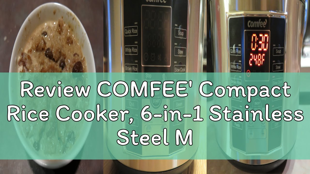 Review COMFEE' Compact Rice Cooker, 6-in-1 Stainless Steel Multi Cooker, Slow Cooker, Steamer, Saute