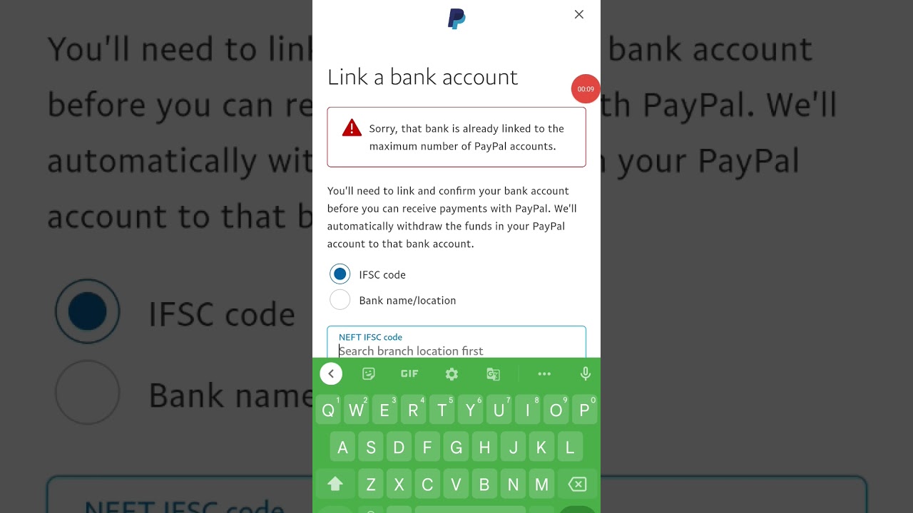 paypal account already bank link problem aata hai