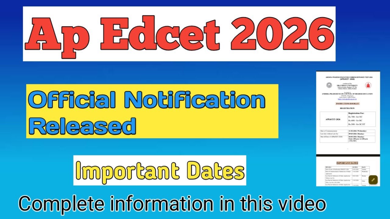 Ap Edcet 2026 notification released I Ap Edcet registration I@pnkeducation 