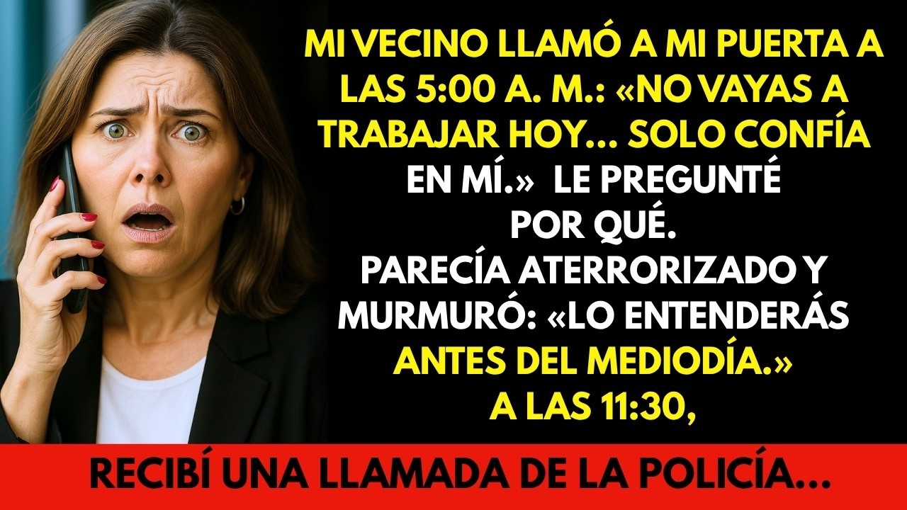 Mi vecino llamó a mi puerta a las 5 a. m.- «No vayas a trabajar hoy.» Al mediodía entendí por qué...