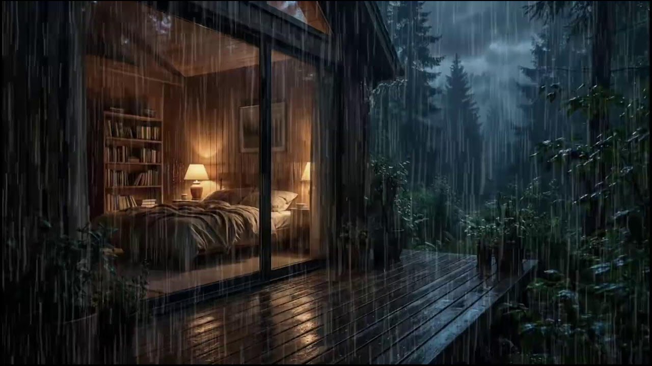Quiet Rainy Forest Cabin 🌲 | Slow rain ambience with natural rain sounds for night relaxation