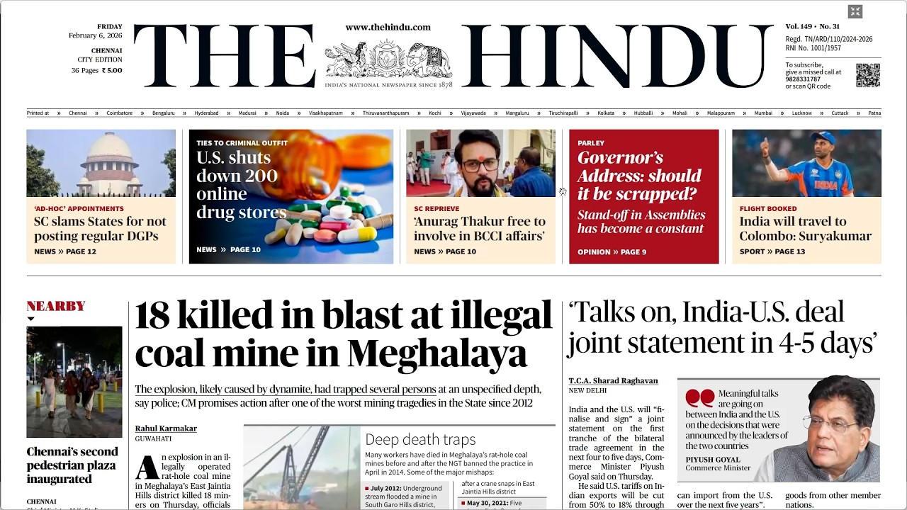HINDU NEWSPAPER | 06.02.2026 | ஆங்கில செய்தித்தாள் தமிழில் | Suresh IAS Academy
