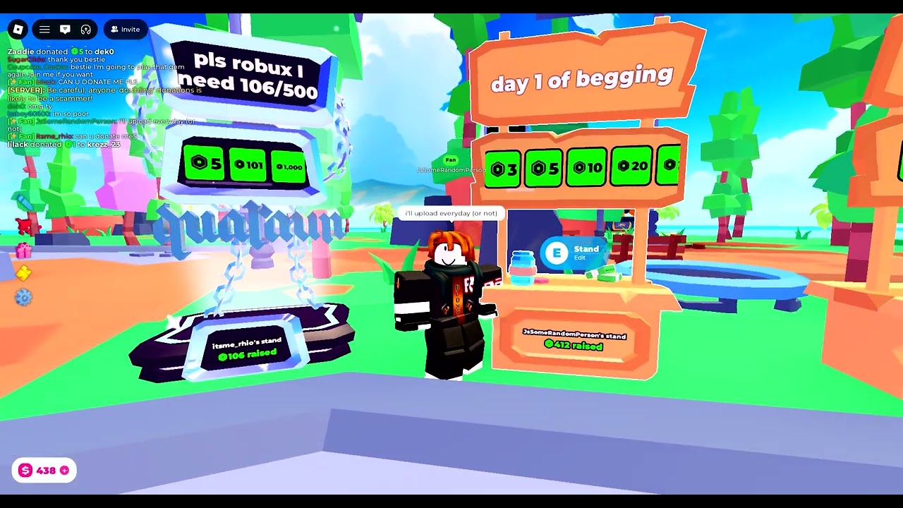 Short begging video in pls donate (Day 1)