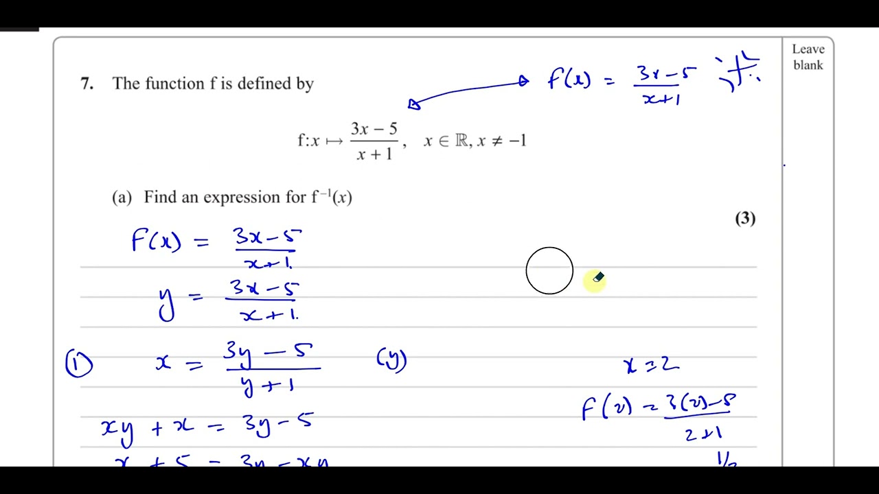 [P3] C34, (IAL), WMA02/01, June 2014, Q7, Functions, Inverse, Composite, Range