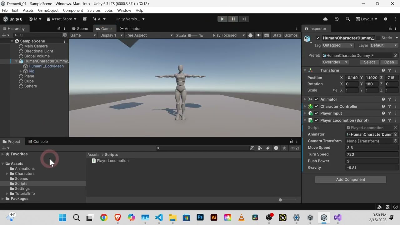 03 UNITY 6: Getting Started —move and transition between animations