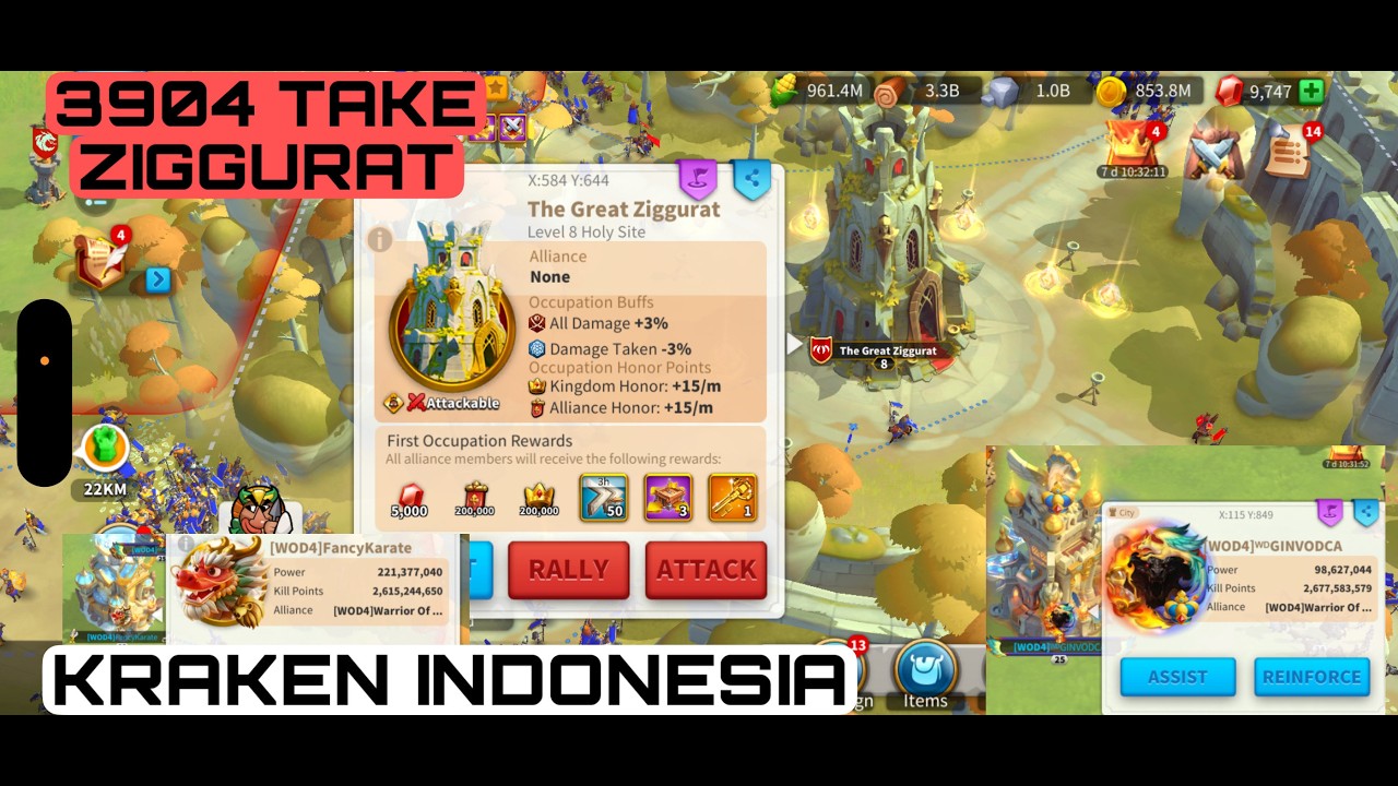 LIVE TAKE ZIGGURAT! KINGDOM 3904 KRAKEN INDONESIA  - RISE OF KINGDOMS
