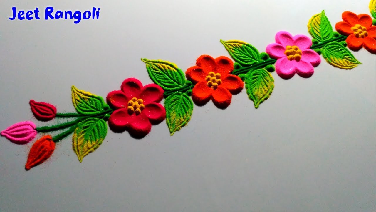 Easy, simple and colourful border rangoli.