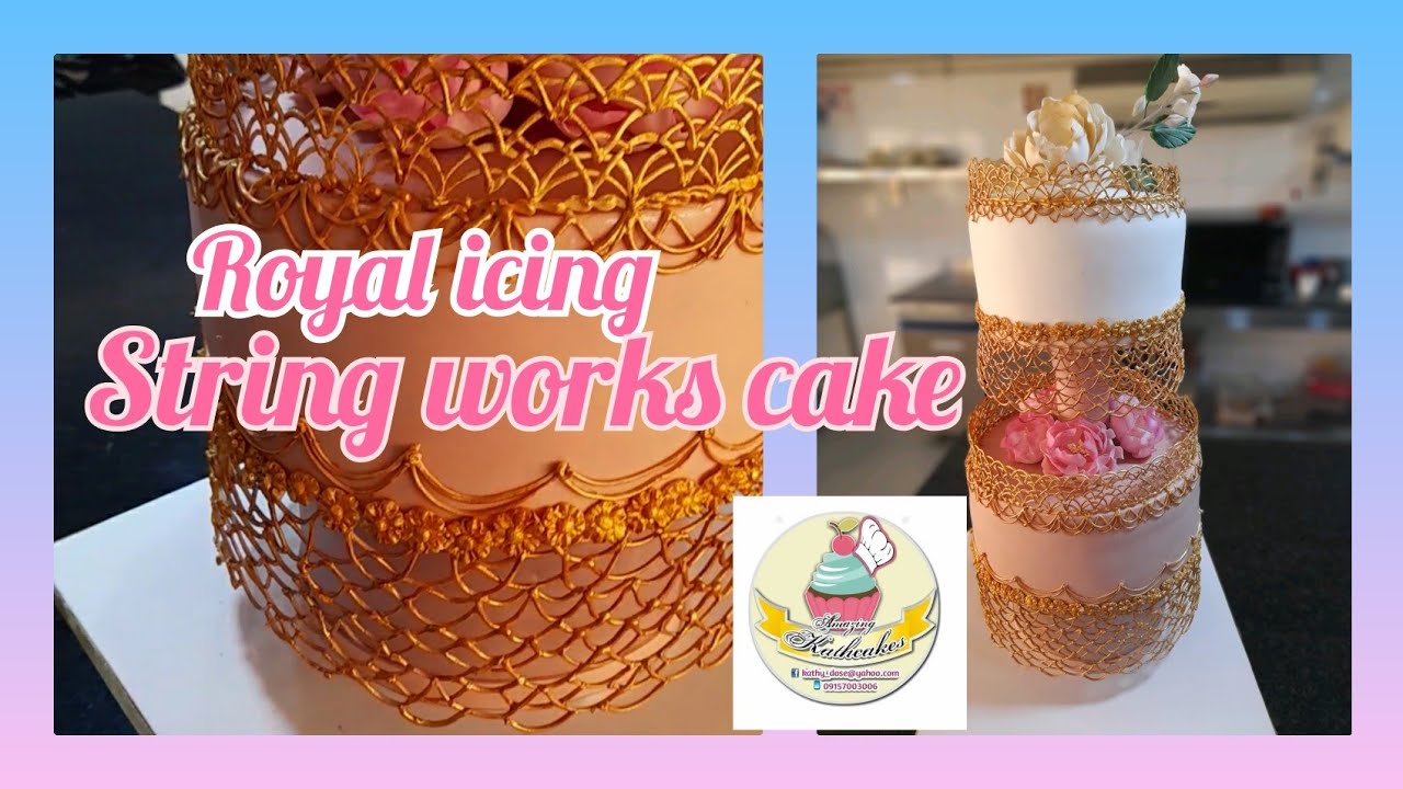 royal icing string works cake