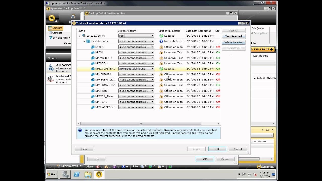 Veritas Backup Exec 15 backup and restore a VM guest