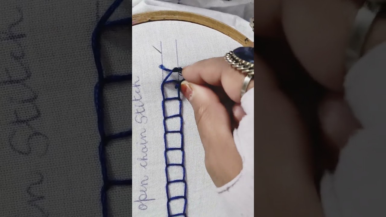 Open Chain stitch, Chain stitch family, Hand Made, Hand embroidery stitches tutorial 🪡✨#aesthetic ✨