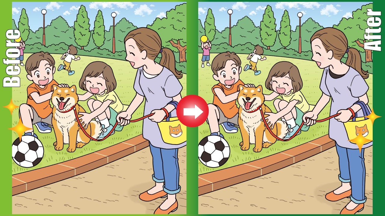 【脳トレまちがい探し】難しいけど面白い！子供から大人まで楽しく脳トレ！【全5問】