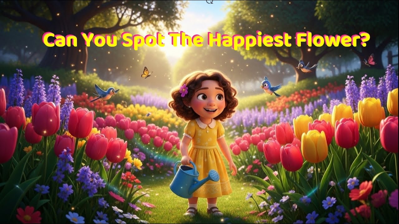 Can You Spot The Happiest Flower?  - 3D animated story for children | A fun educational adventure