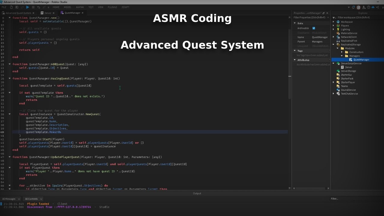 ASMR Coding Advanced Quest System | Roblox Studio #robloxstudio #coding  #tutorial