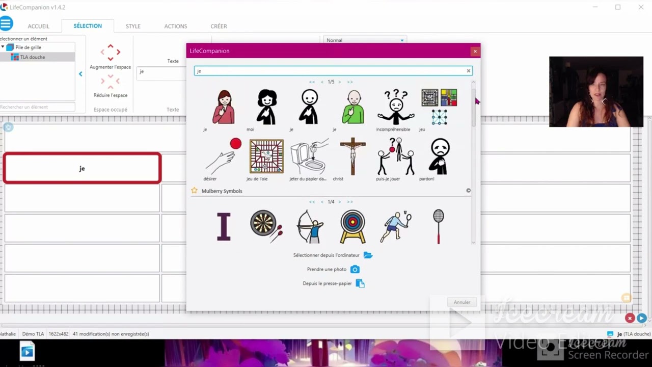 Créer un tableau de communication (TLA) sur Life Companion