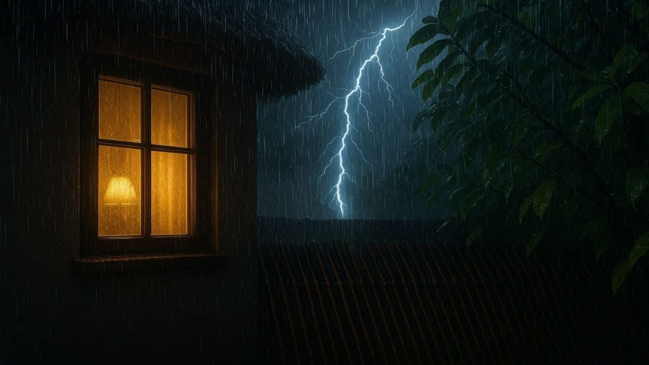 Sleep Immediately on a Rainstorm Night with Heavy Rain & Thunder at a Farm in the Forest