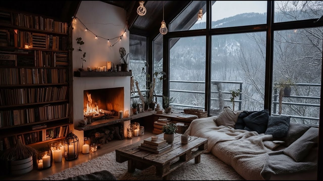 The Most Cozy Winter Jazz ❄️ Fireplace Crackle Ambience