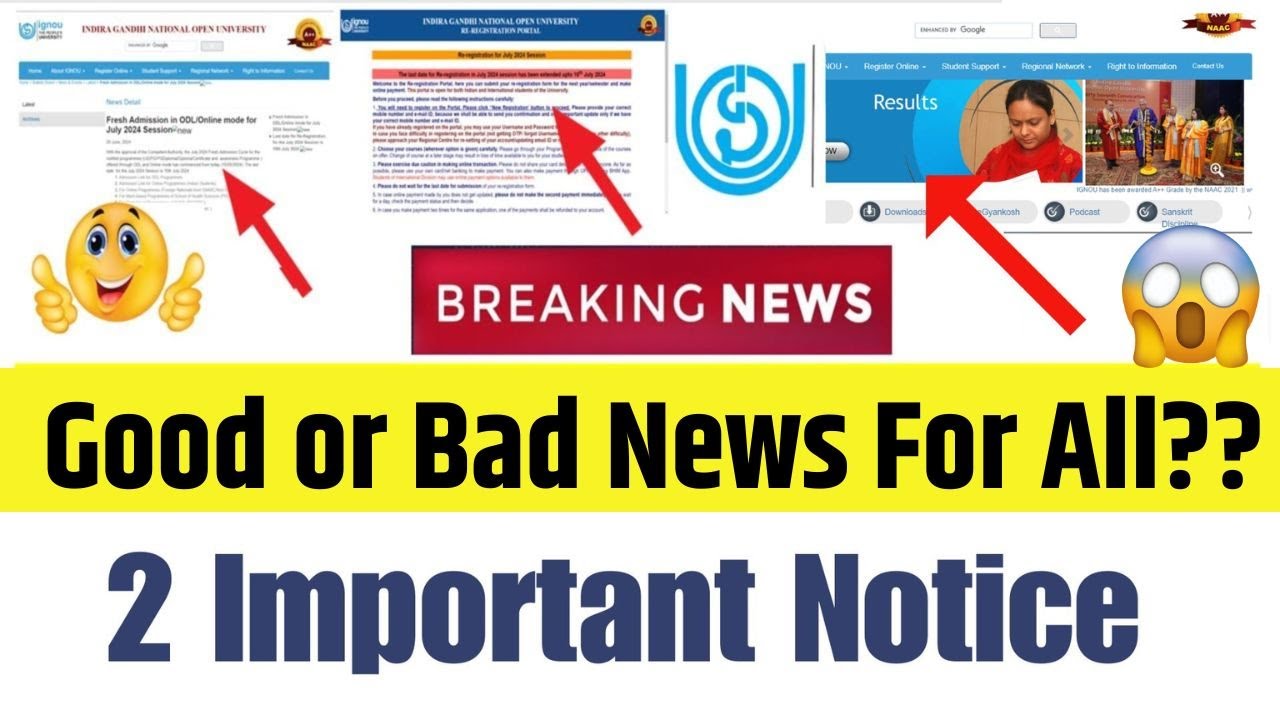 (Breaking News) IGNOU Fresh Admission 2024 Last Date || IGNOU RR Last Date ||  IGNOU 2 New Updates