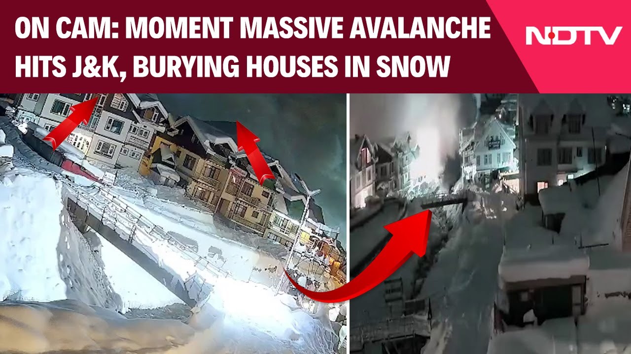 Moment Of Sonamarg Avalanche | On Camera, Massive Avalanche Hits Sonamarg, Burying Houses In Snow