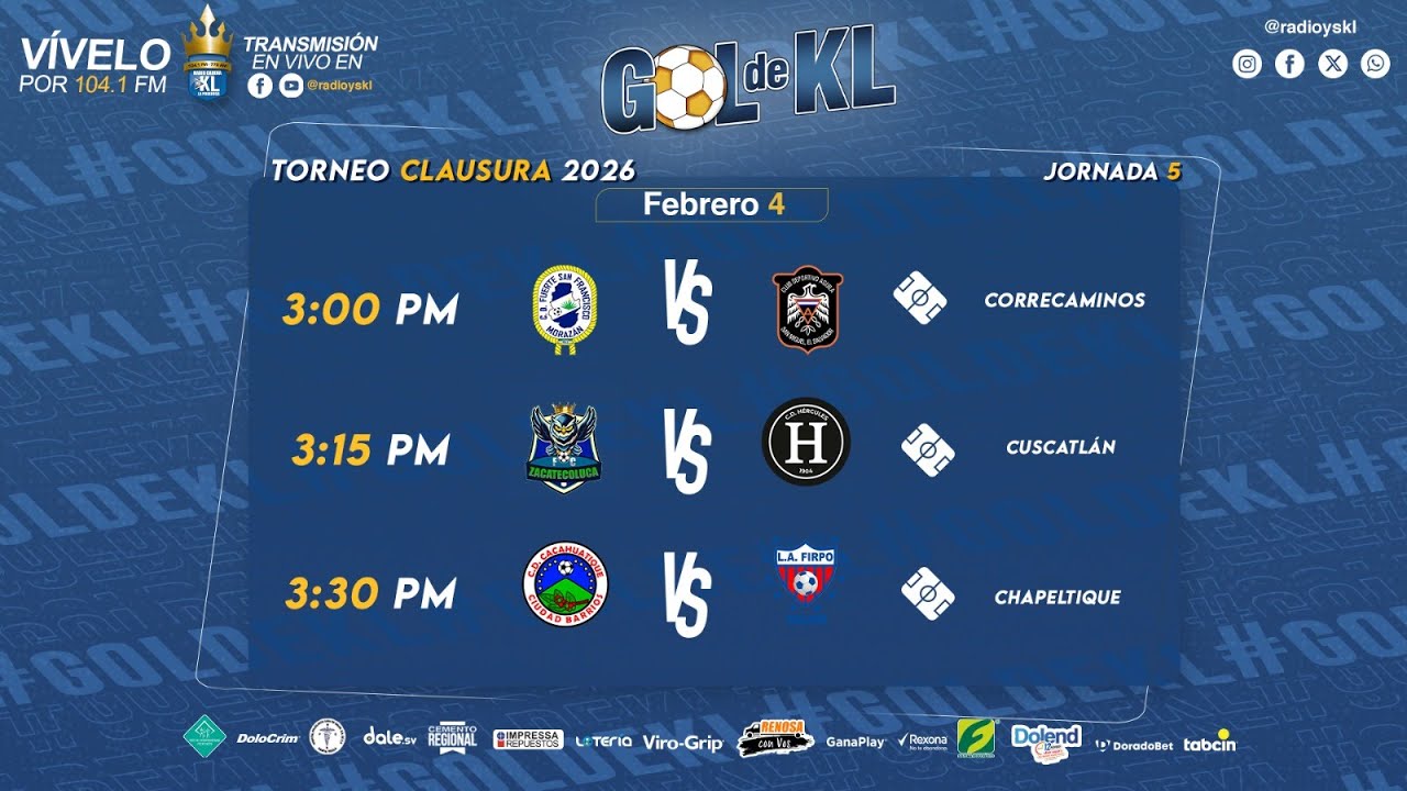🔴Jornada 5 Torneo Clausura 2026 | Gol de KL El Salvador | 04-02-26